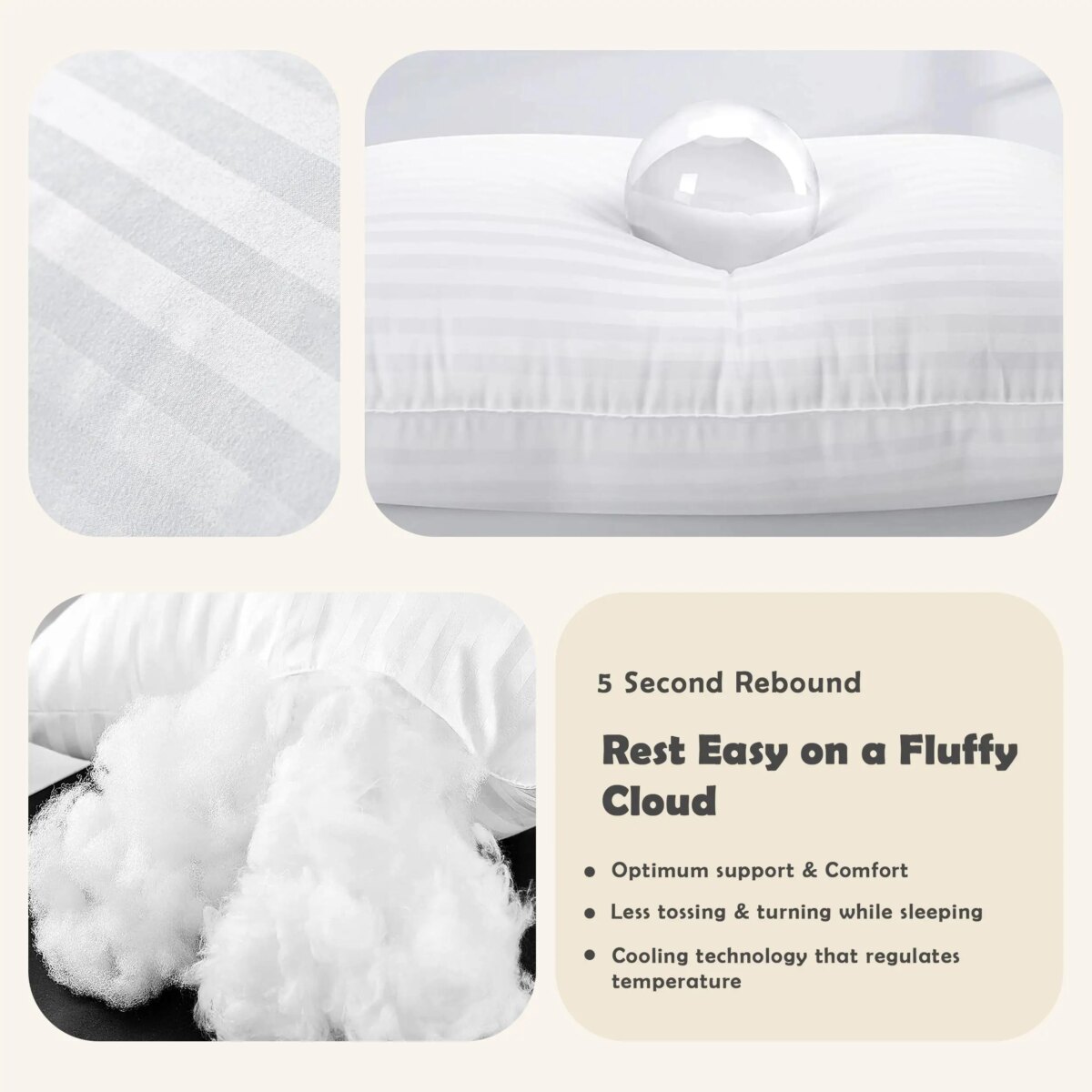 Soft Supportive Hotel Style Bed Pillows Set of 2 - Image 2