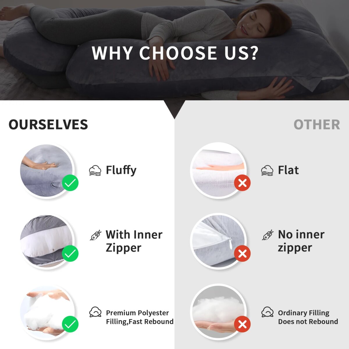 Pregnancy Sleeping Pillow G Shape Body Support Soft Comfort Design - Image 4