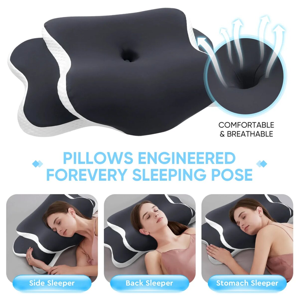 Premium Memory Foam Neck Pillow with Ice Silk Pillowcase - Image 2