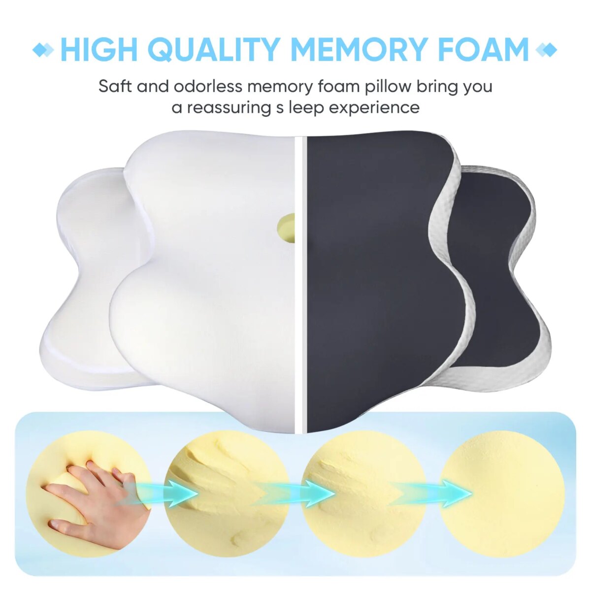 Premium Memory Foam Neck Pillow with Ice Silk Pillowcase - Image 5