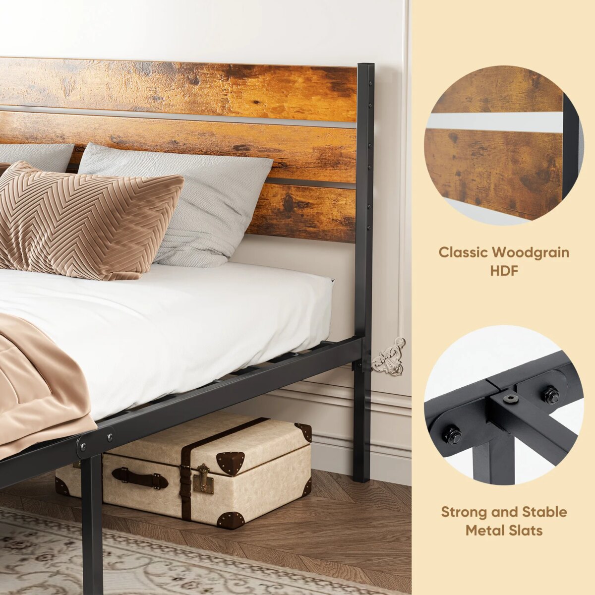 Industrial Style Metal Bed Frame with Under Bed Storage - Image 5