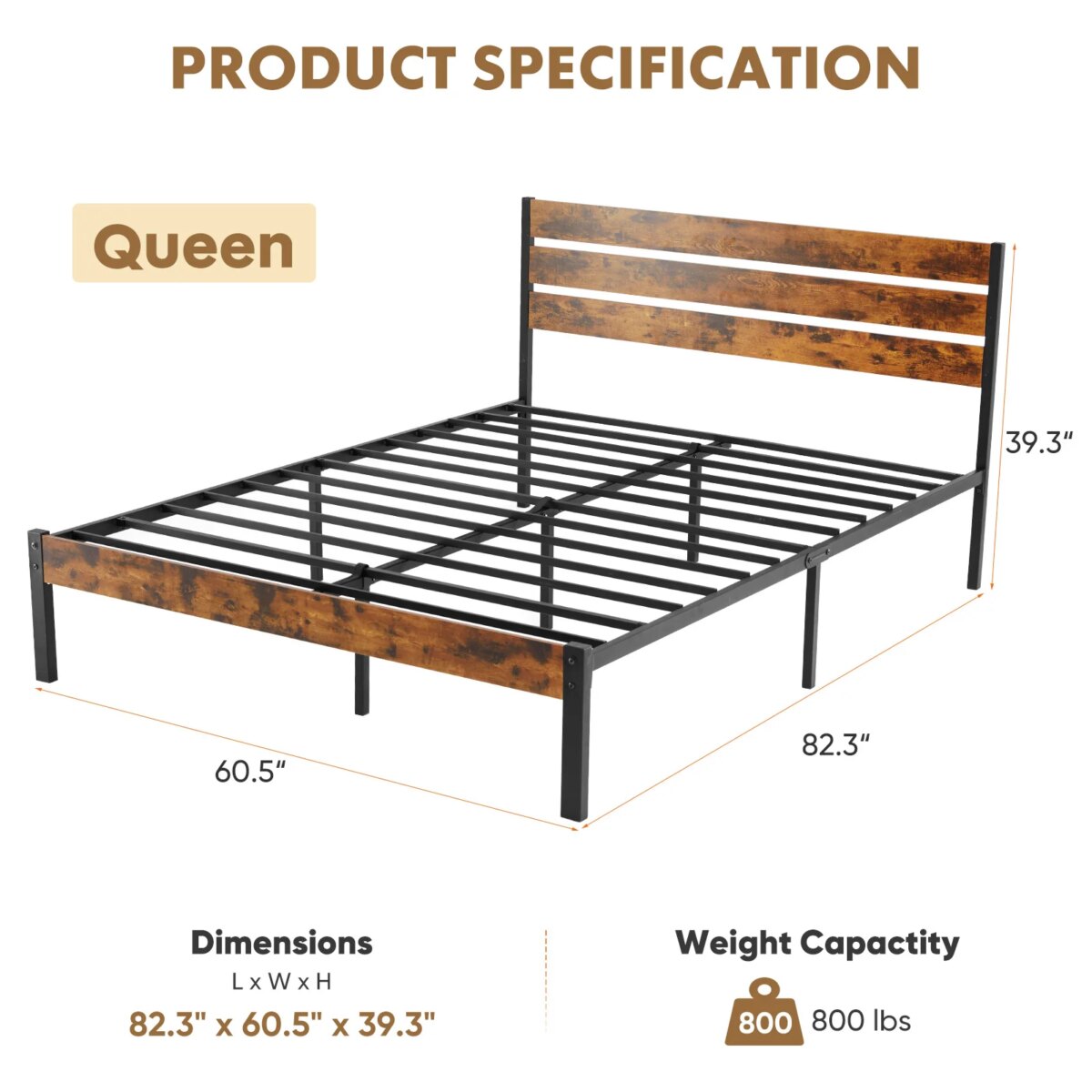 Industrial Style Metal Bed Frame with Under Bed Storage - Image 3