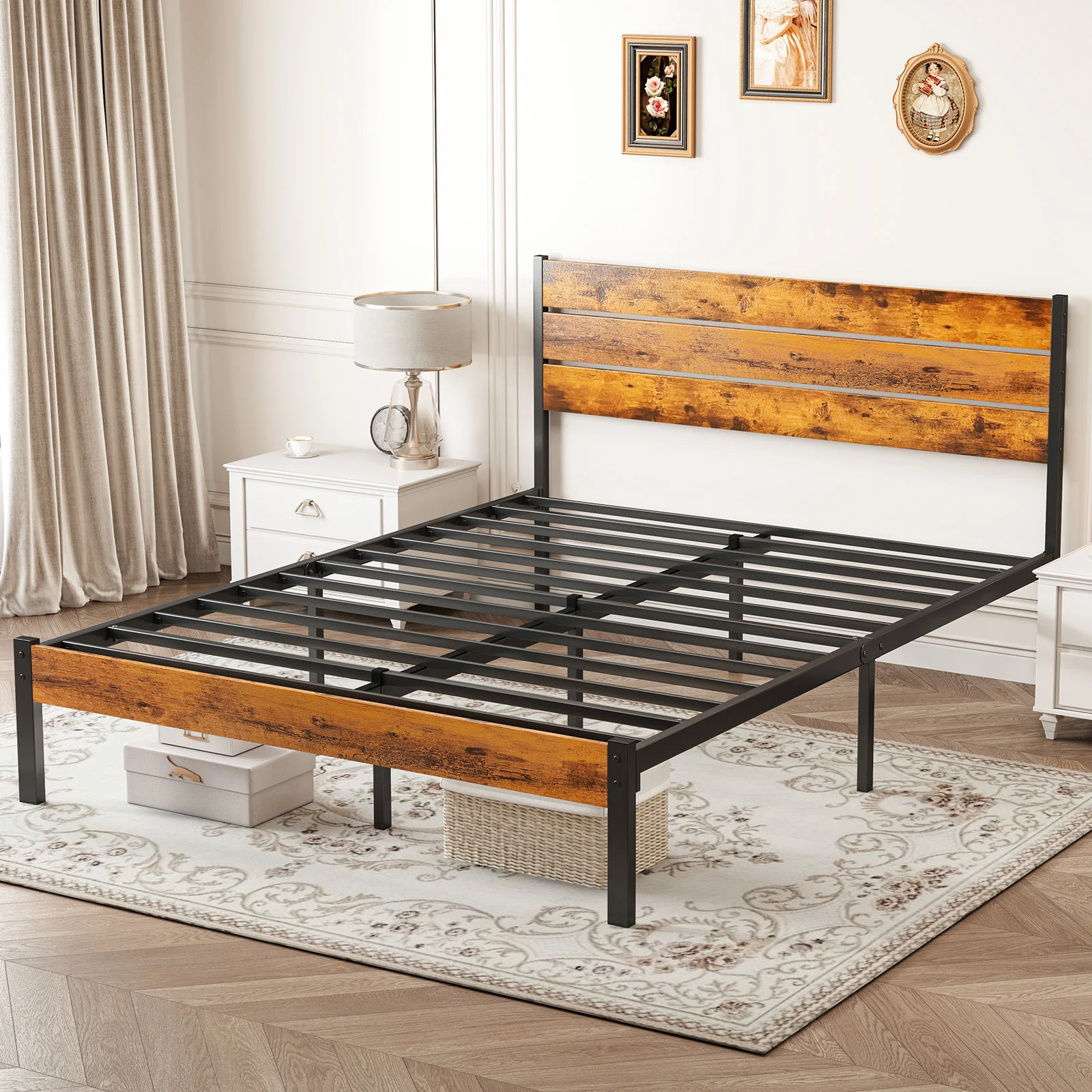 1593-a85316.jpg Industrial Style Metal Bed Frame with Under Bed Storage - Image 1