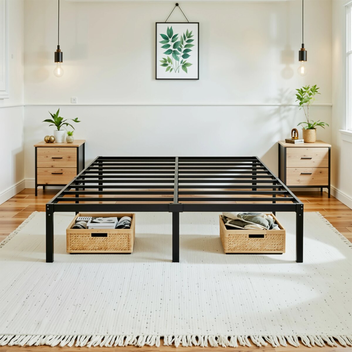 Minimalist Metal Bed Frame with Strong Steel Support - Image 2