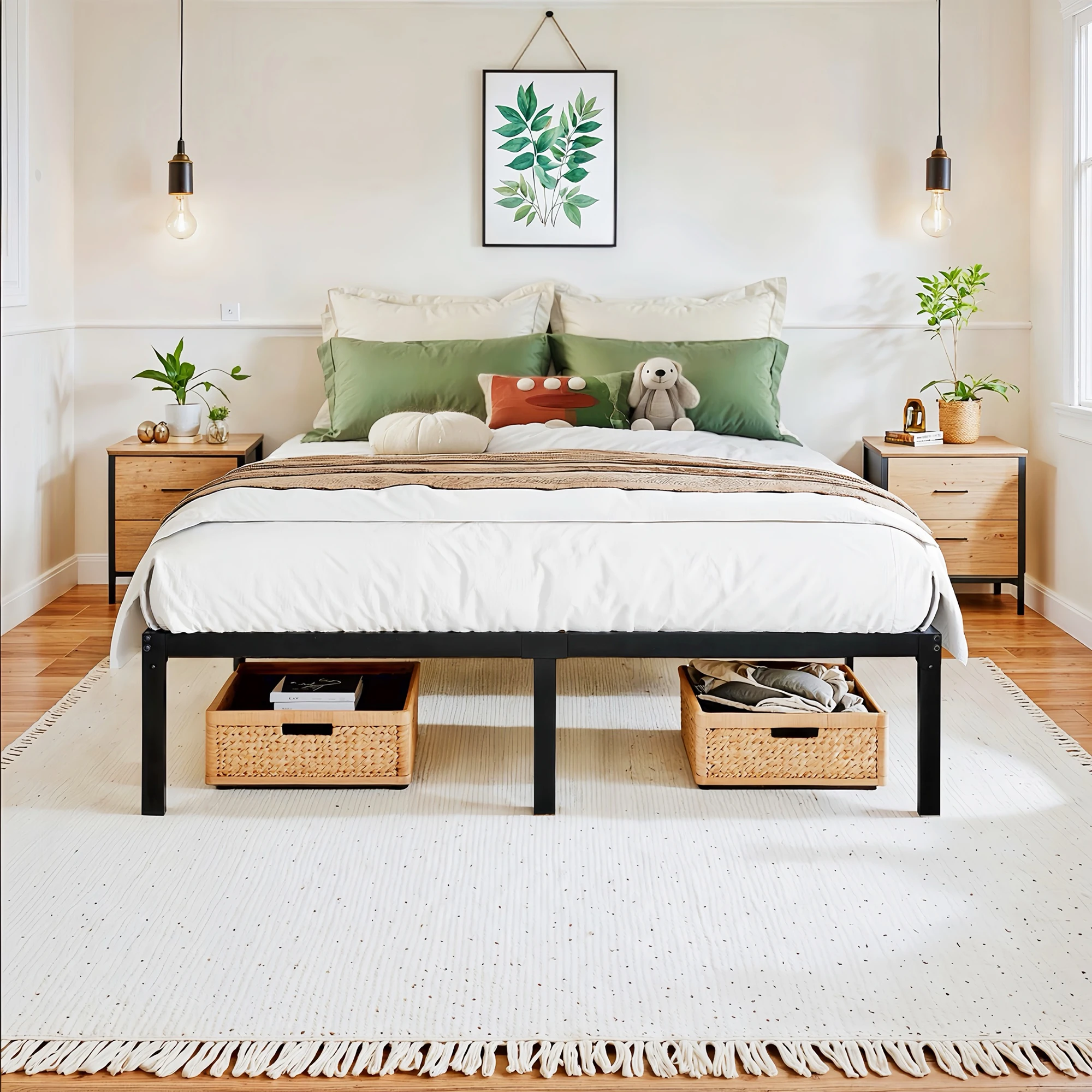 1605-9d34f7.jpg Minimalist Metal Bed Frame with Strong Steel Support - Image 1