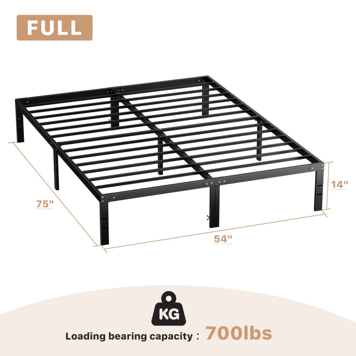 Durable JHK Bed Frame for Twin, Full, Queen & King Sizes - Image 6