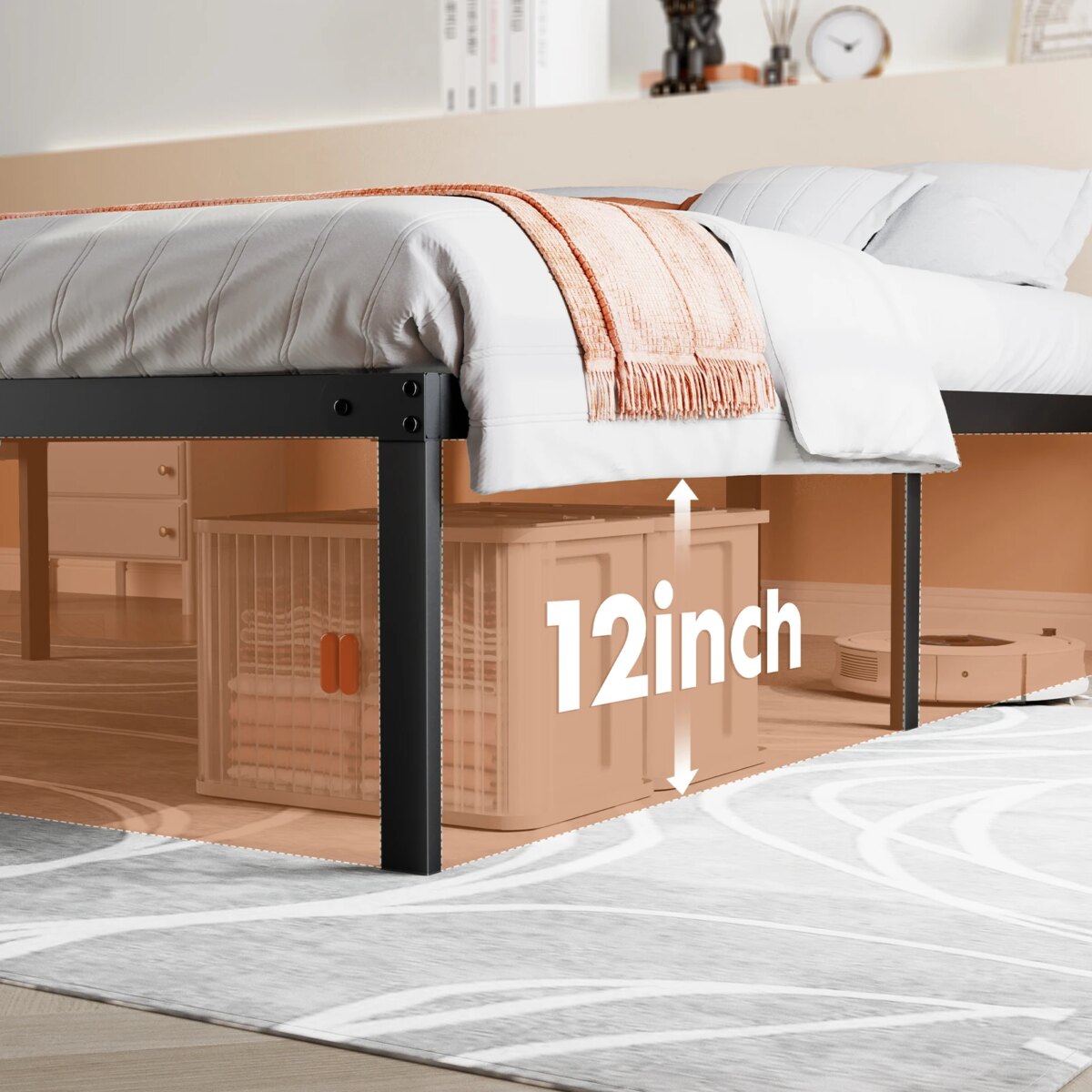 Durable JHK Bed Frame for Twin, Full, Queen & King Sizes - Image 5