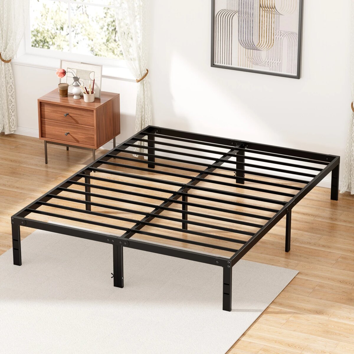 Durable JHK Bed Frame for Twin, Full, Queen & King Sizes - Image 2
