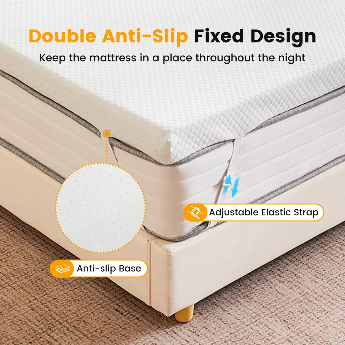 High-Density Gel Memory Foam Mattress Topper for Ultimate Sleeping Comfort - Image 4