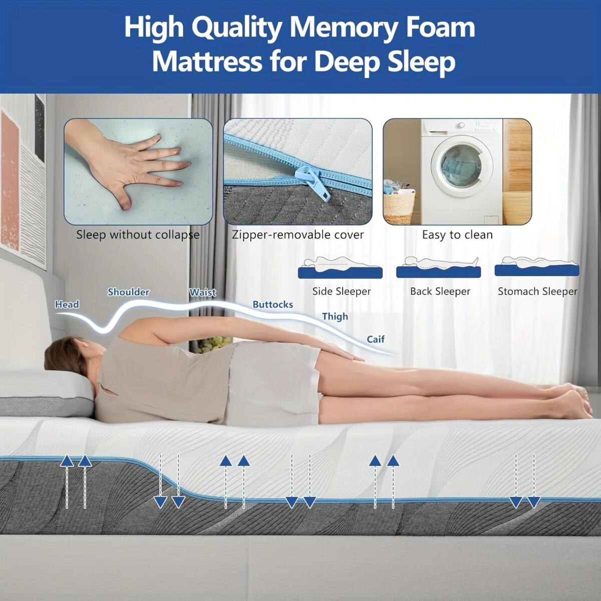 CertiPUR-US Certified Memory Foam Mattress with Dual Firmness Sides - Image 2