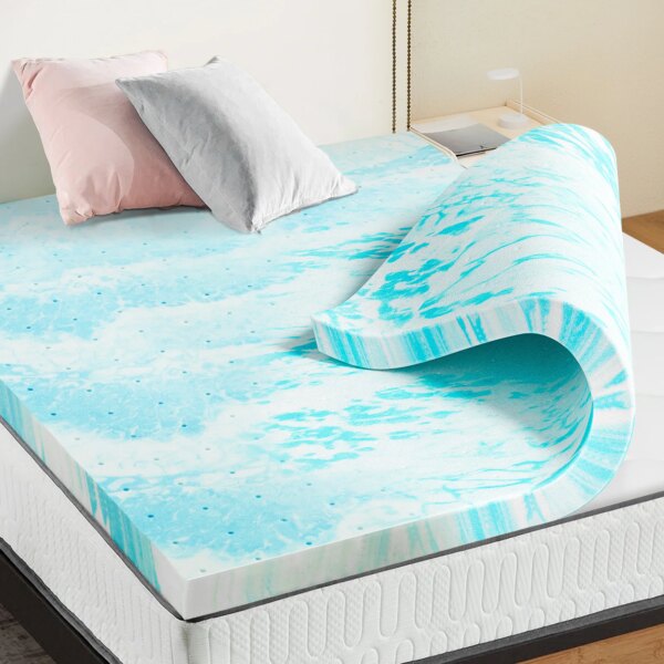 Luxury Soft Memory Foam Bed Topper with Gel Cooling Layer & Pressure Relief