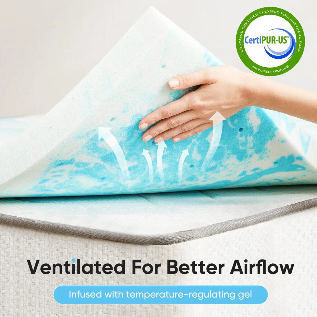 Luxury Soft Memory Foam Bed Topper with Gel Cooling Layer & Pressure Relief - Image 2