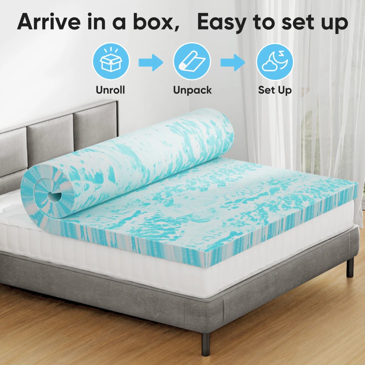 Luxury Soft Memory Foam Bed Topper with Gel Cooling Layer & Pressure Relief - Image 4