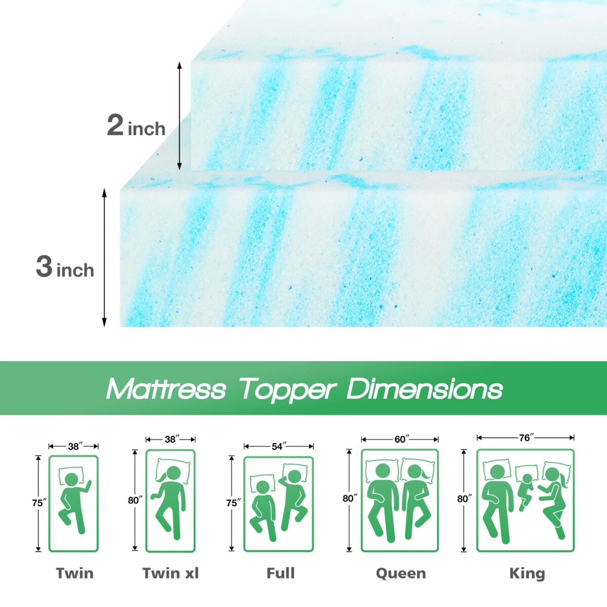 Luxury Soft Memory Foam Bed Topper with Gel Cooling Layer & Pressure Relief - Image 6